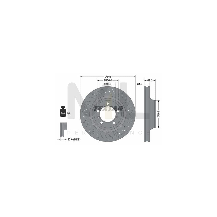 TEXTAR PRO+ 92287905 Brake Disc Internally Vented, Perforated, Coated, High-carbon, without wheel hub, without wheel studs | ML Performance Car Parts