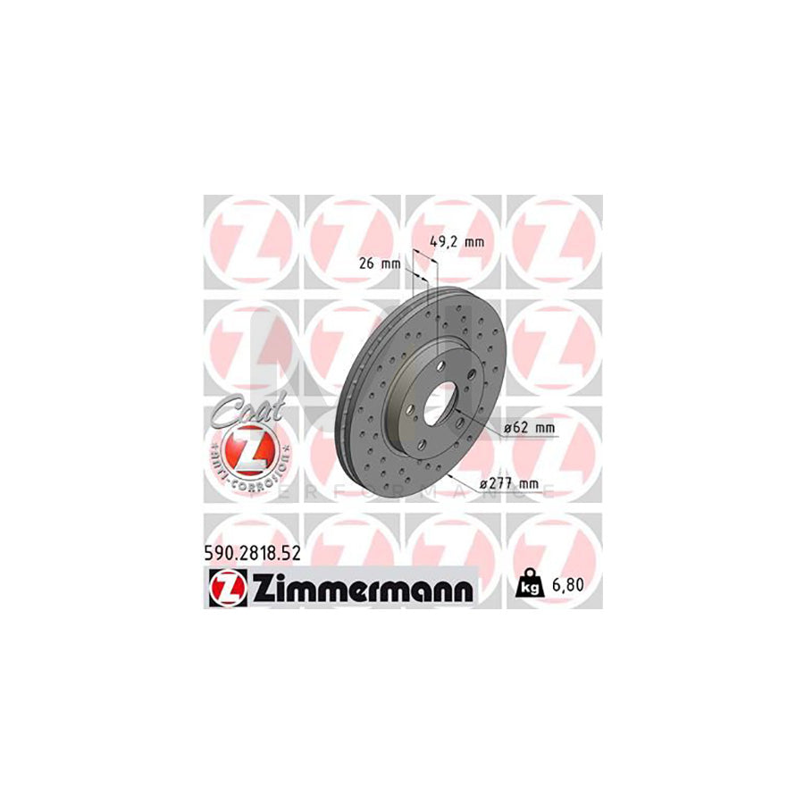 ZIMMERMANN SPORT COAT Z 590.2818.52 Brake Disc Internally Vented, Perforated, Coated, High-carbon | ML Performance Car Parts