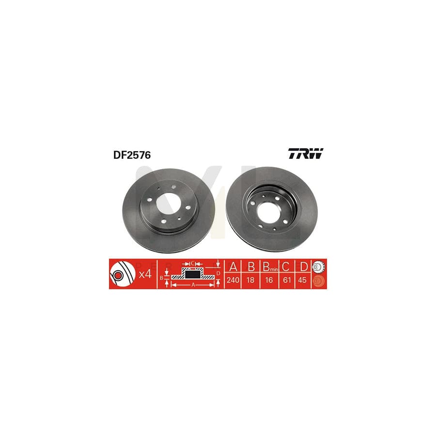 TRW DF2576 Brake Disc Vented, Painted, High-carbon | ML Performance Car Parts