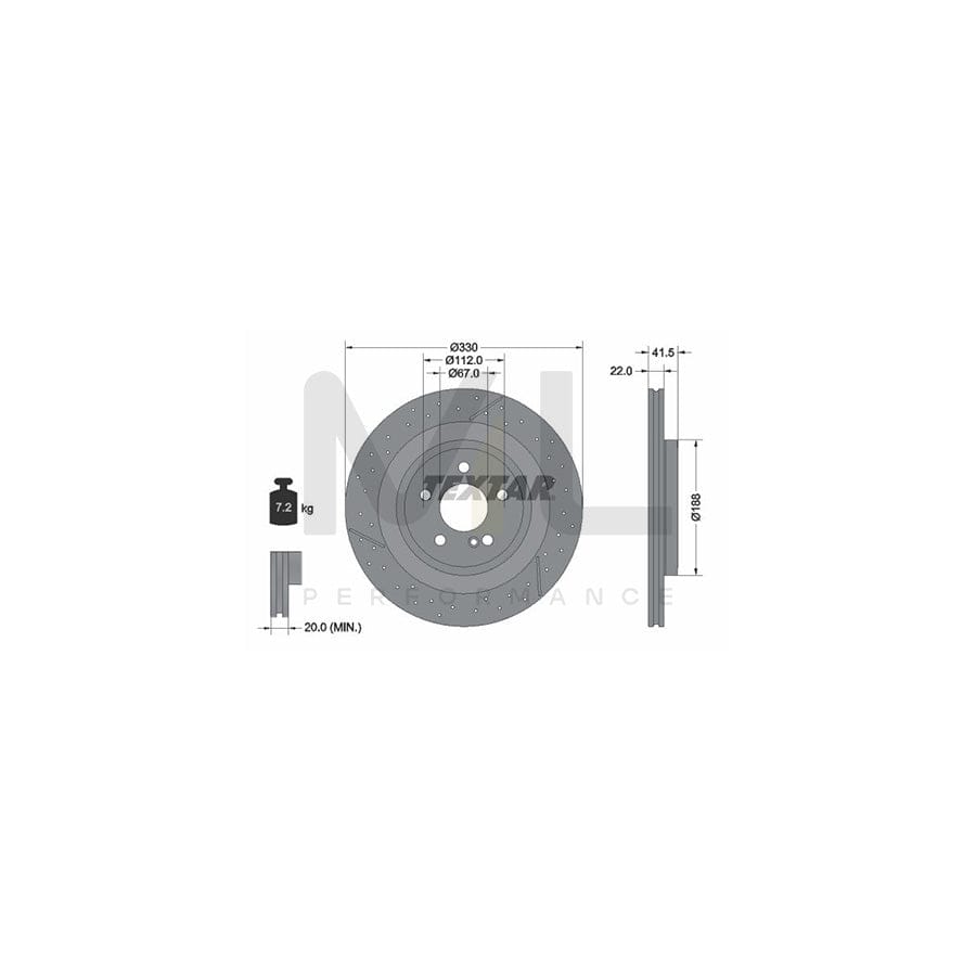 TEXTAR PRO+ 92290605 Brake Disc Internally Vented, Perforated, Coated, High-carbon, without wheel hub, without wheel studs | ML Performance Car Parts