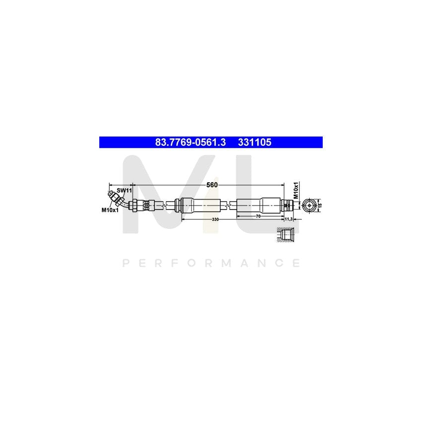 ATE 83.7769-0561.3 Brake Hose for AUDI TT 560mm, M10x1 | ML Performance Car Parts