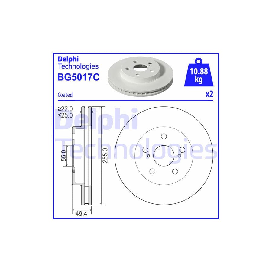 Delphi Bg5017C Brake Disc For Toyota Prius