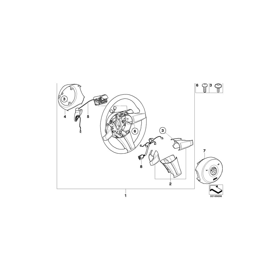 Genuine BMW 32306784841 E85 E86 Sports Leath. St. Wh. Airbag Steptronic CHROM LINE (Inc. Z4 3.0si, Z4 2.5si & Z4 3.0i) | ML Performance UK Car Parts