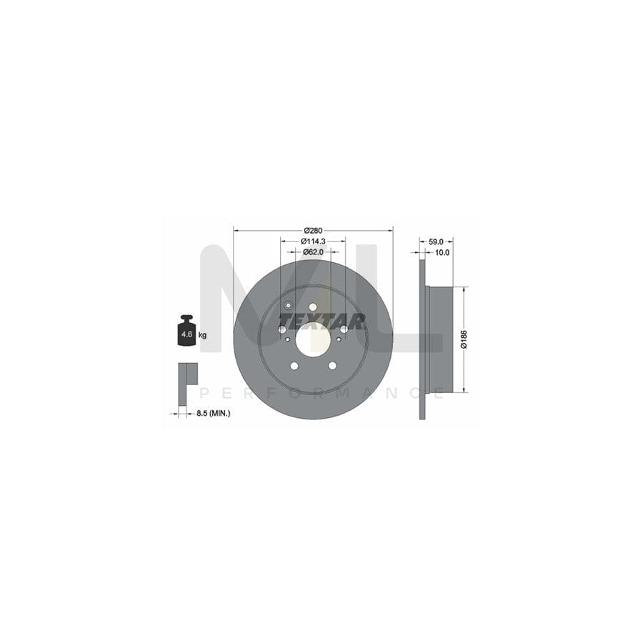 TEXTAR 92168100 Brake Disc for TOYOTA AVENSIS Solid, without wheel hub, without wheel studs | ML Performance Car Parts