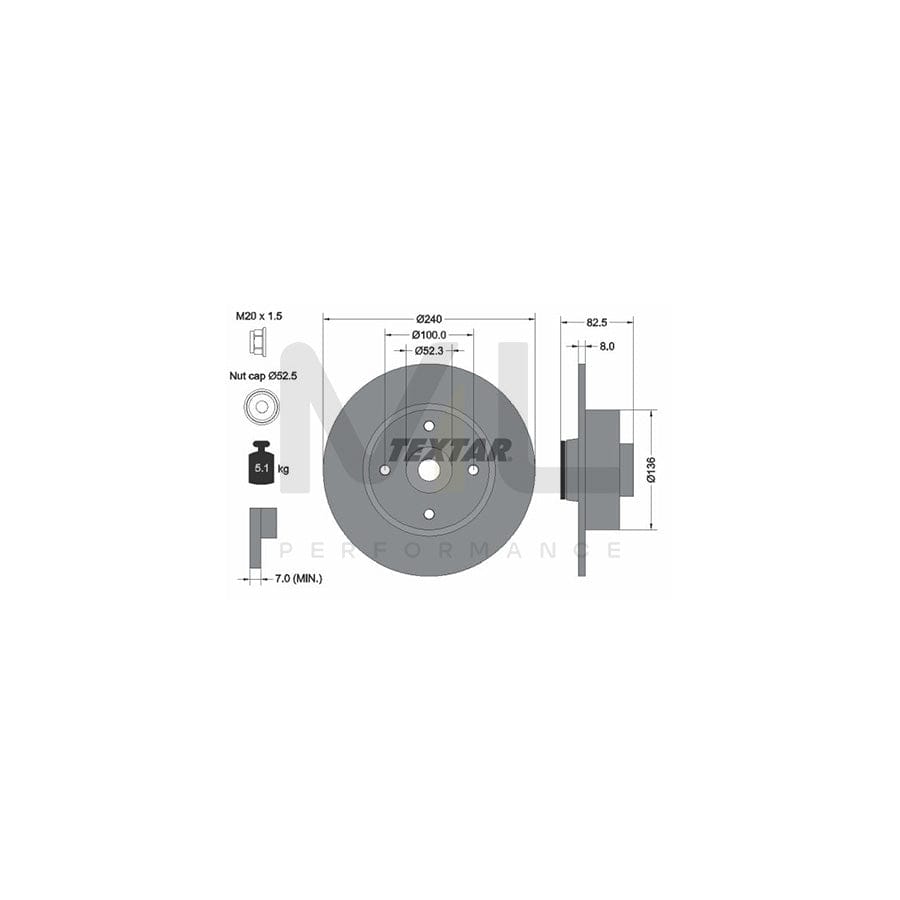 TEXTAR 92154400 Brake Disc Solid, with integrated magnetic sensor ring, with wheel bearing | ML Performance Car Parts