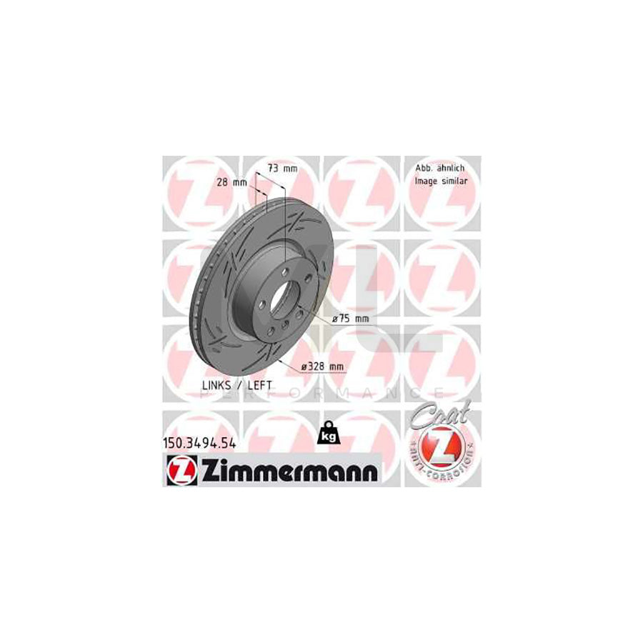 ZIMMERMANN 150.3494.54 Brake Disc Internally Vented, Slotted, Coated, High-carbon | ML Performance Car Parts