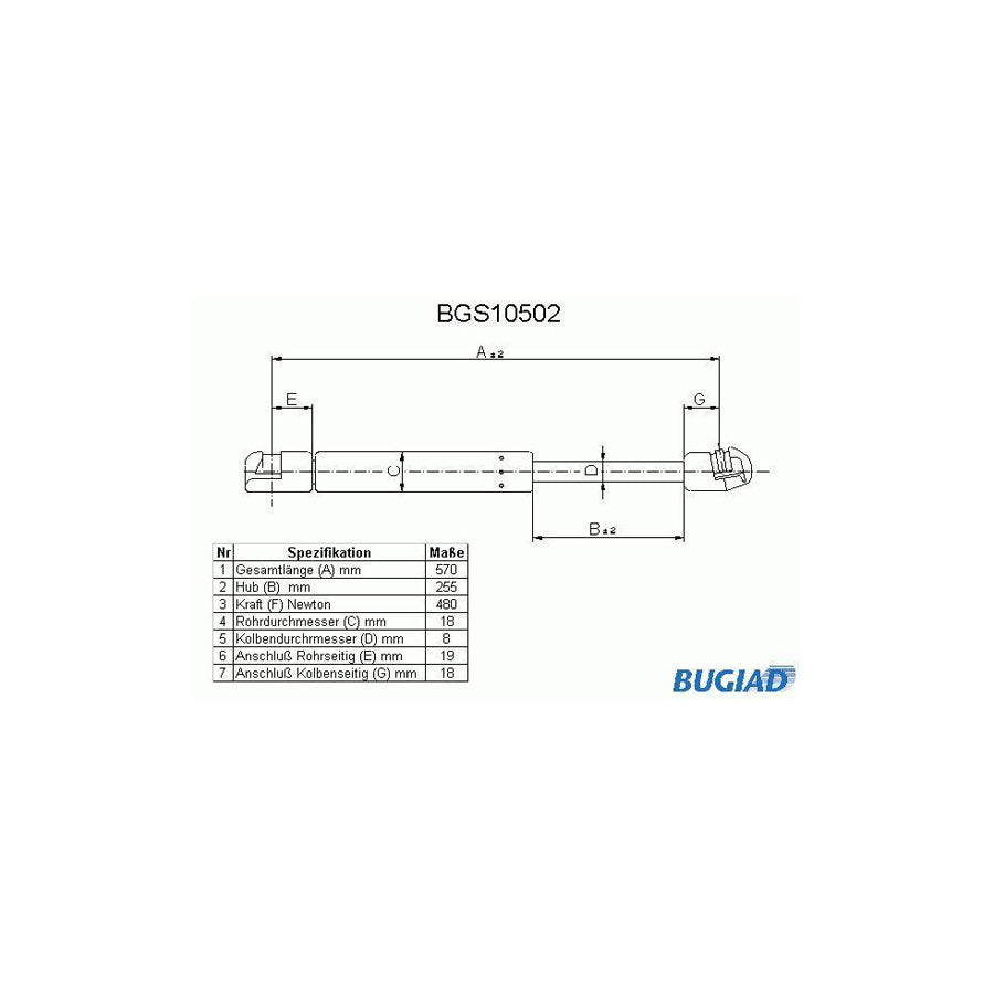 Bugiad BGS10502 Tailgate Strut For Ford Scorpio