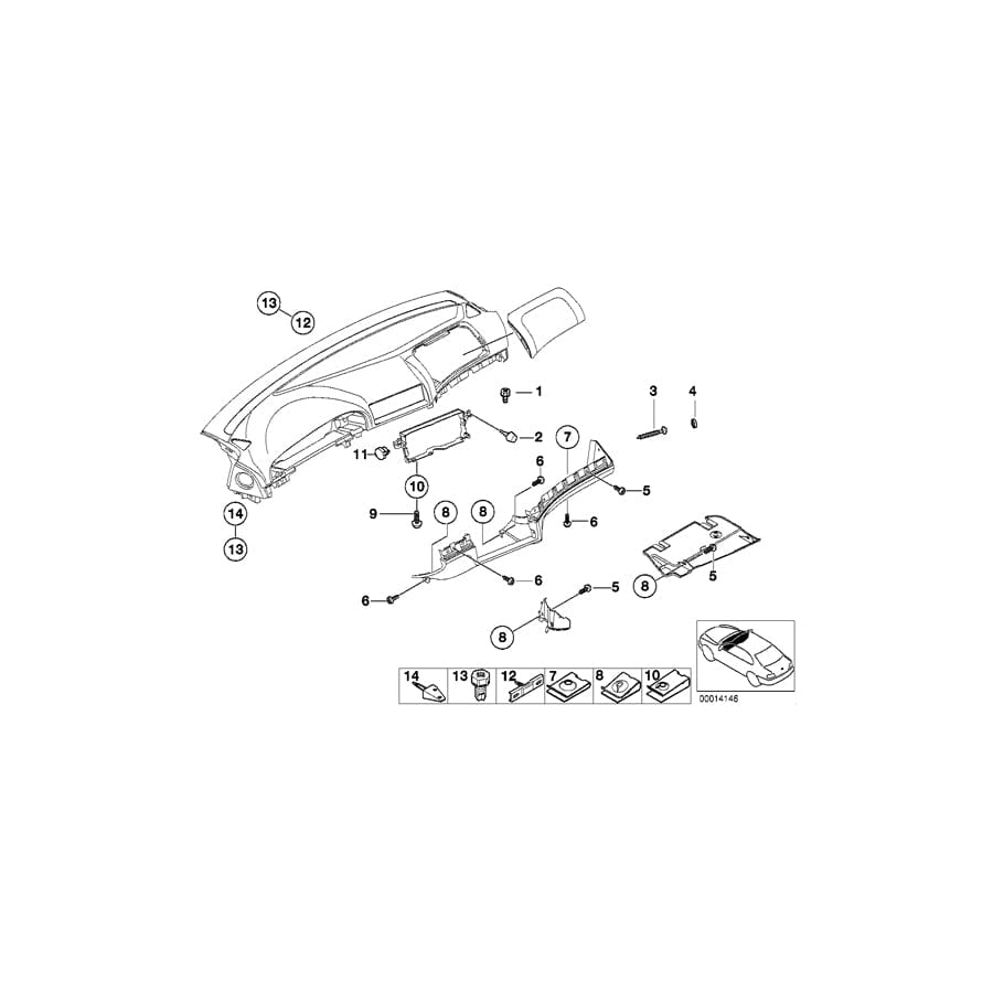 Genuine BMW 51458176523 E39 Dashboard Centering Support, Center (Inc. 525tds, 540iP & M5) | ML Performance UK Car Parts