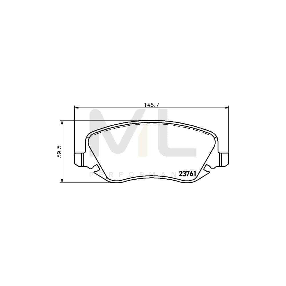 Hella 8DB 355 018-761 Brake Pad Set For Lancia Thesis (841) Incl. Wear Warning Contact, With Brake Caliper Screws | ML Performance Car Parts