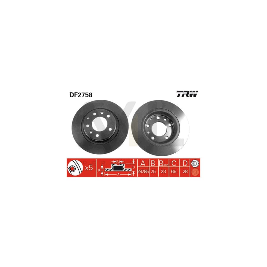 TRW DF2758 Brake Disc Vented, Painted, High-carbon | ML Performance Car Parts