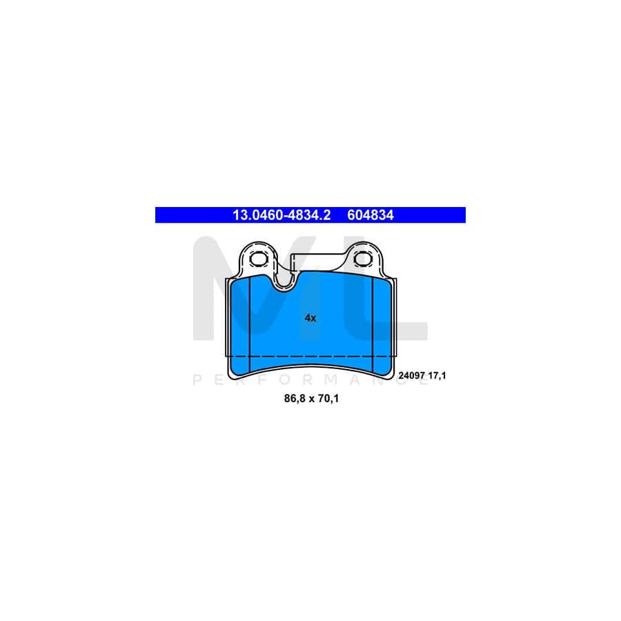 ATE 13.0460-4834.2 Brake pad set for VW Touareg I (7LA, 7L6, 7L7) excl. wear warning contact, prepared for wear indicator | ML Performance Car Parts