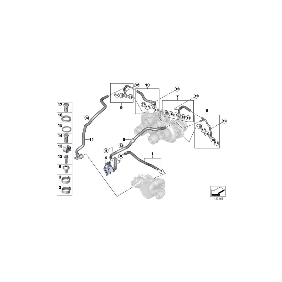 Genuine BMW 11537848378 Coolant Hose, Pump-Turbocharger Line (Inc. X5 M & X6 M) | ML Performance UK Car Parts