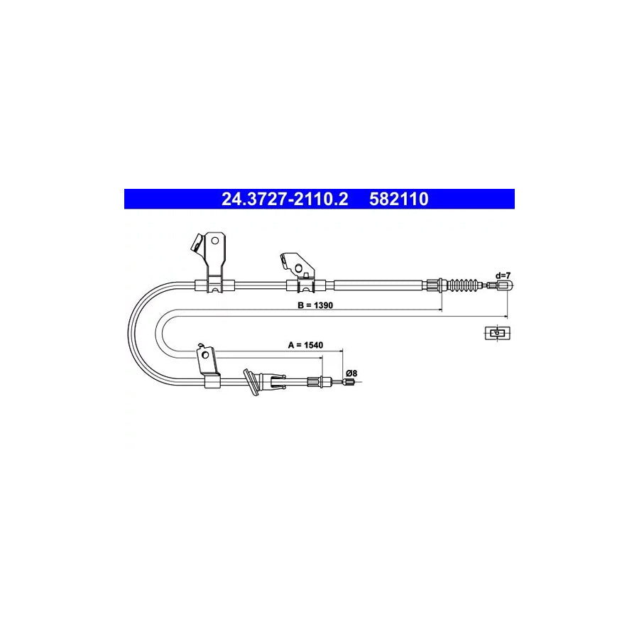 ATE 24.3727-2110.2 Hand Brake Cable For Mitsubishi Colt