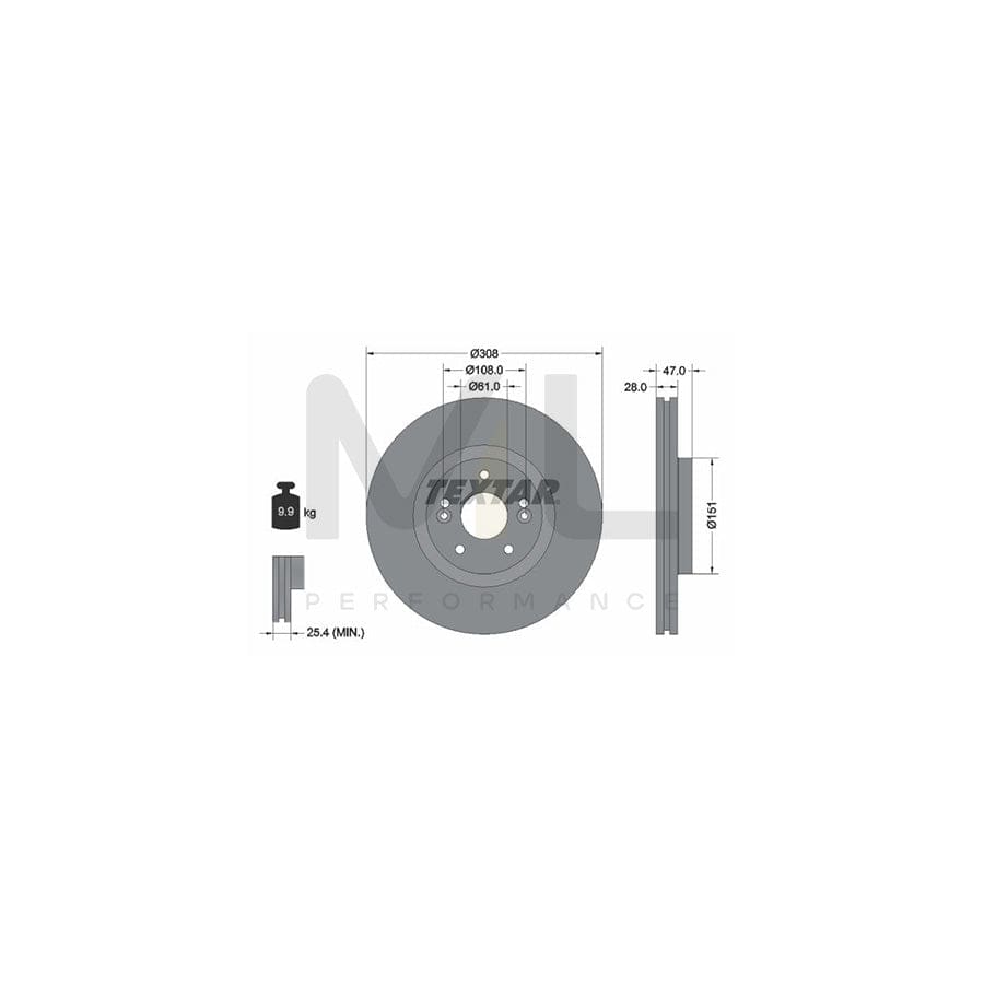 TEXTAR 92157700 Brake Disc for RENAULT LAGUNA Externally Vented, without wheel hub, without wheel studs | ML Performance Car Parts