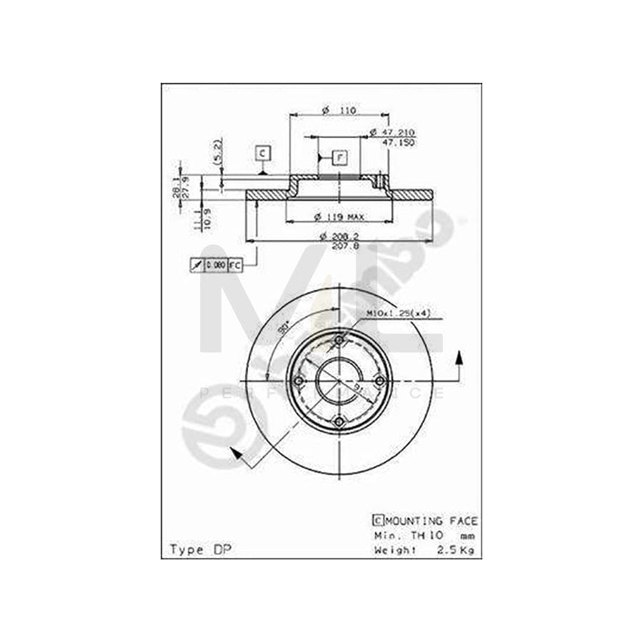 BREMBO 08.5877.10 Brake Disc for DAIHATSU Charade II Hatchback (G11, G30) Solid | ML Performance Car Parts