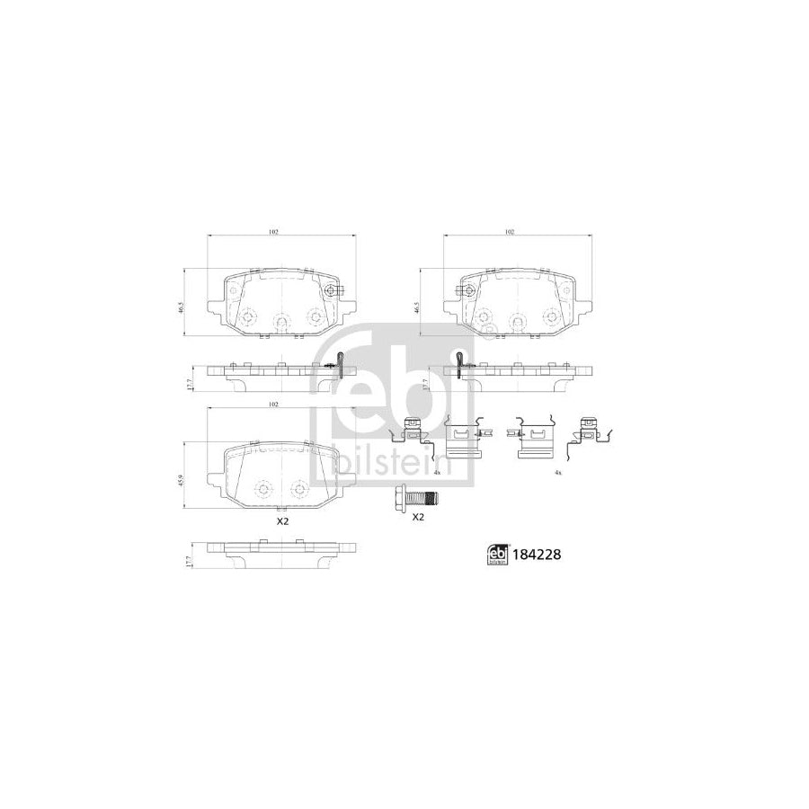 Febi Bilstein 184228 Brake Pad Set For Nissan Qashqai III (J12)