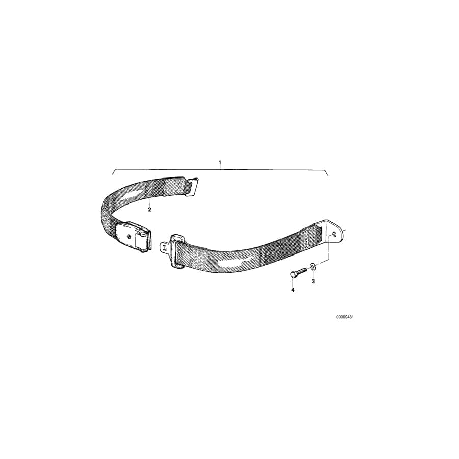 Genuine BMW 72111868996 E21 E12 E23 Lower Strap, Rear AUTOFLUG (Inc. 323i, 733i & 3.0SBav) | ML Performance UK Car Parts