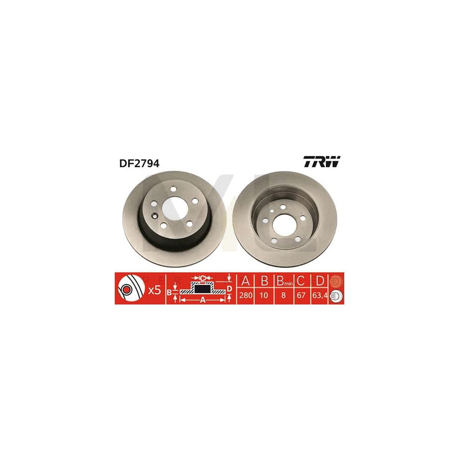 TRW DF2794 Brake Disc Solid, Painted | ML Performance Car Parts