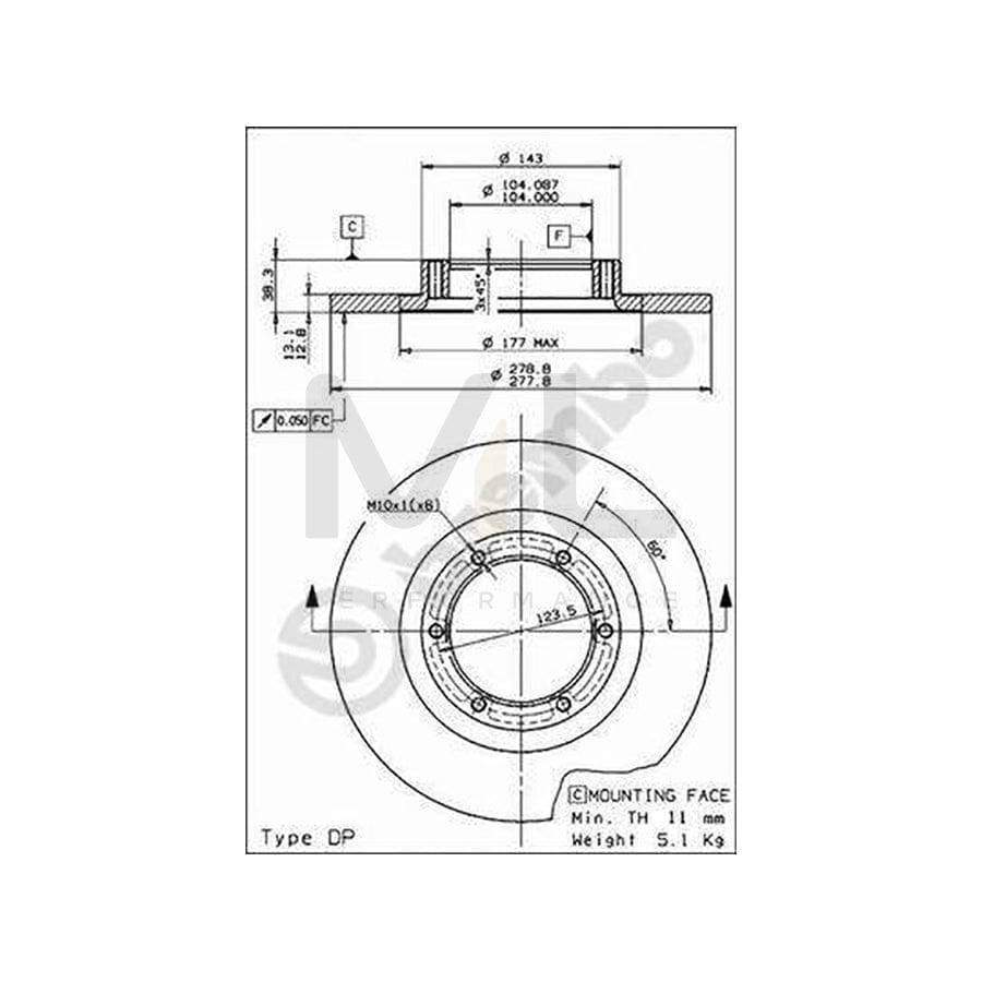 BREMBO 08.7223.10 Brake Disc Solid | ML Performance Car Parts