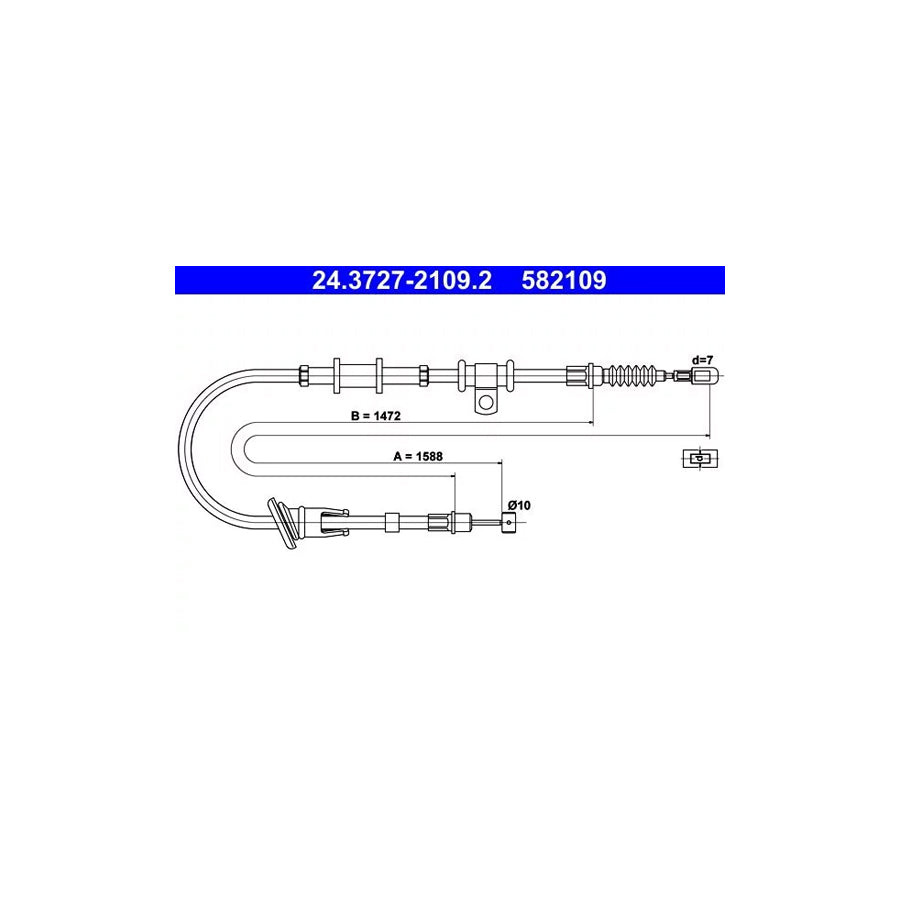 ATE 24.3727-2109.2 Hand Brake Cable For Mitsubishi Carisma