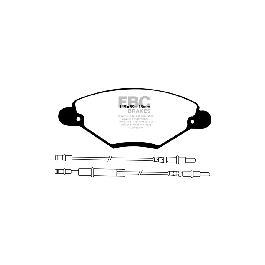 EBC PD06KF187 Citroen C5 Greenstuff Front Brake Pad & USR Disc Kit - Citroen Caliper 2 | ML Performance UK Car Parts