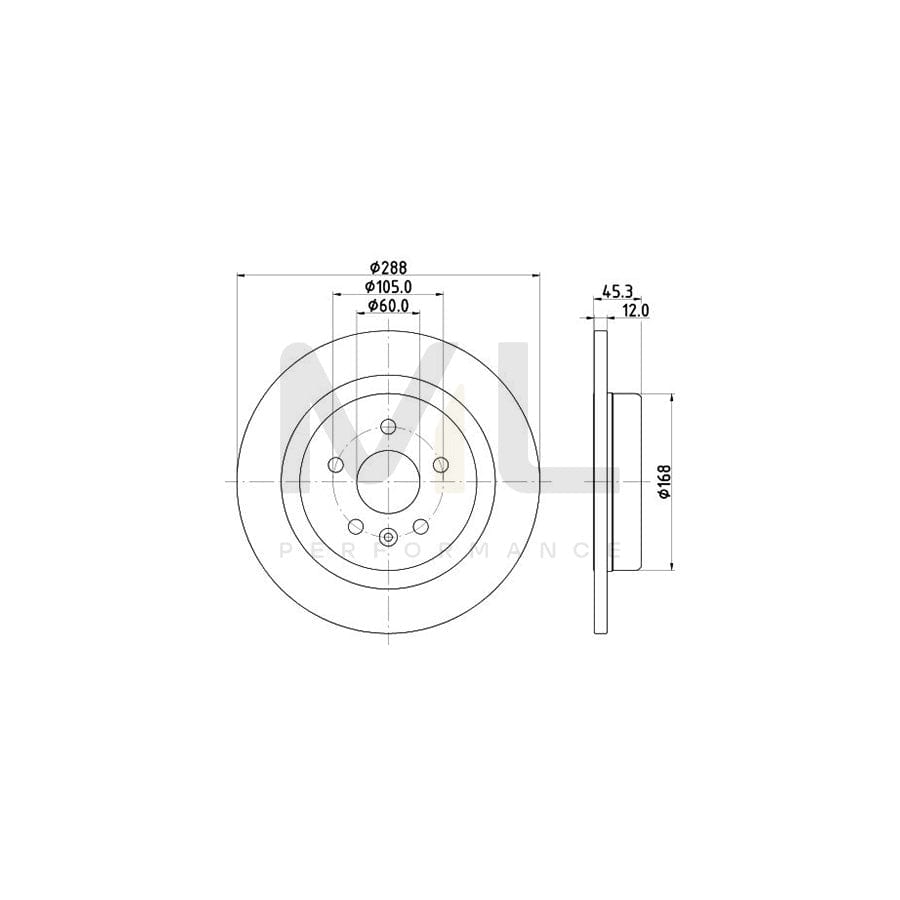 HELLA PRO 8DD 355 122-741 Brake Disc Solid, Coated, without wheel hub, without wheel studs | ML Performance Car Parts