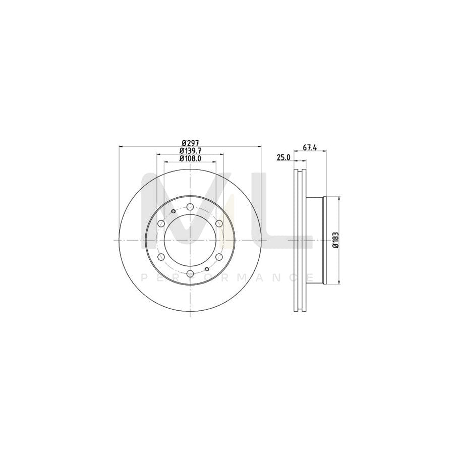 HELLA 8DD 355 116-821 Brake Disc Internally Vented, without wheel hub, without wheel studs | ML Performance Car Parts