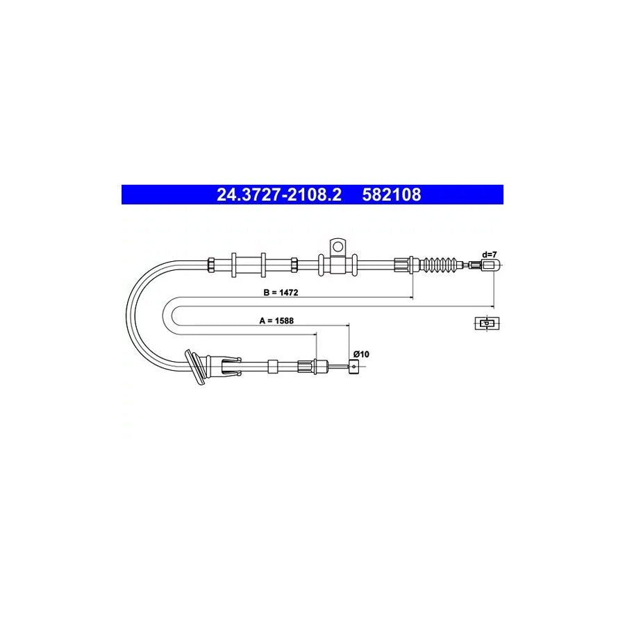 ATE 24.3727-2108.2 Hand Brake Cable For Mitsubishi Carisma