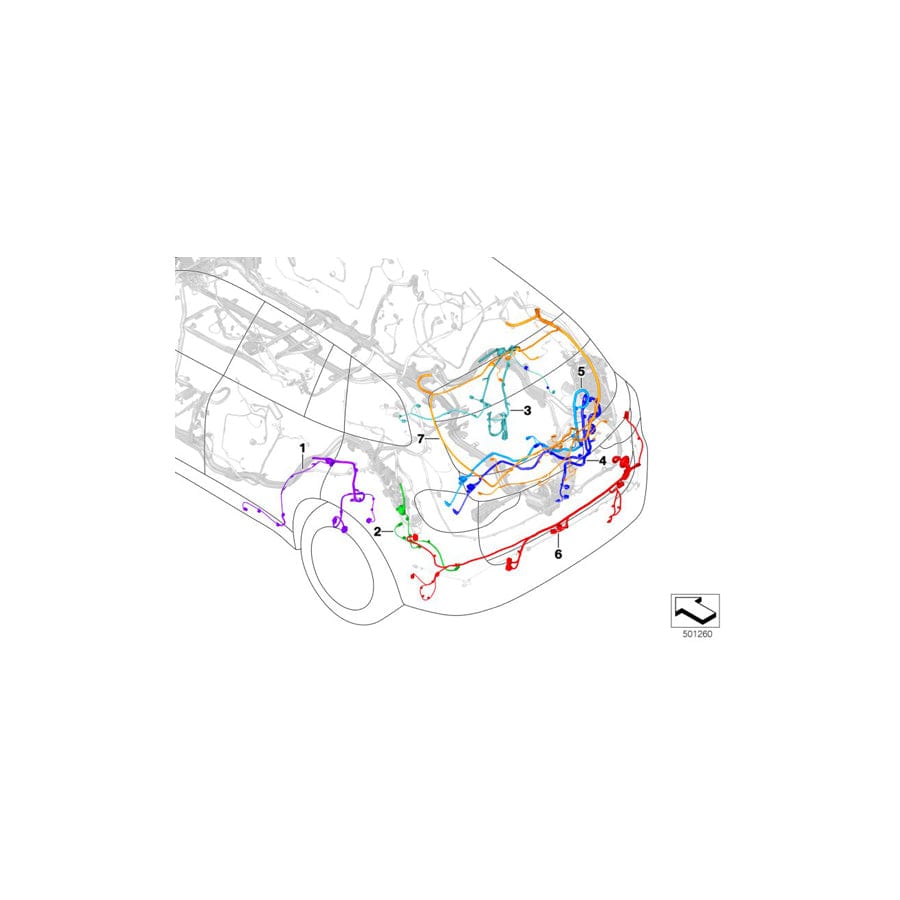 Genuine BMW 61118717360 G01 Rep. Wire Loom, Wheelhousing, Rear Right (Inc. X3 M40iX, X3 30iX & X3 30i) | ML Performance UK Car Parts