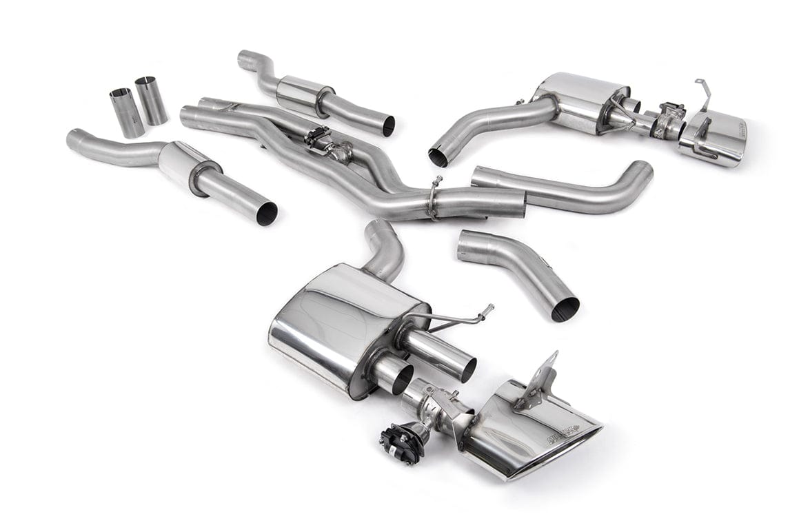 MillTek SSXAU940 Audi Resonated (Twin 80mm) Cat-Back Exhaust with Polished Oval Trims (Inc. RS6 & RS7)