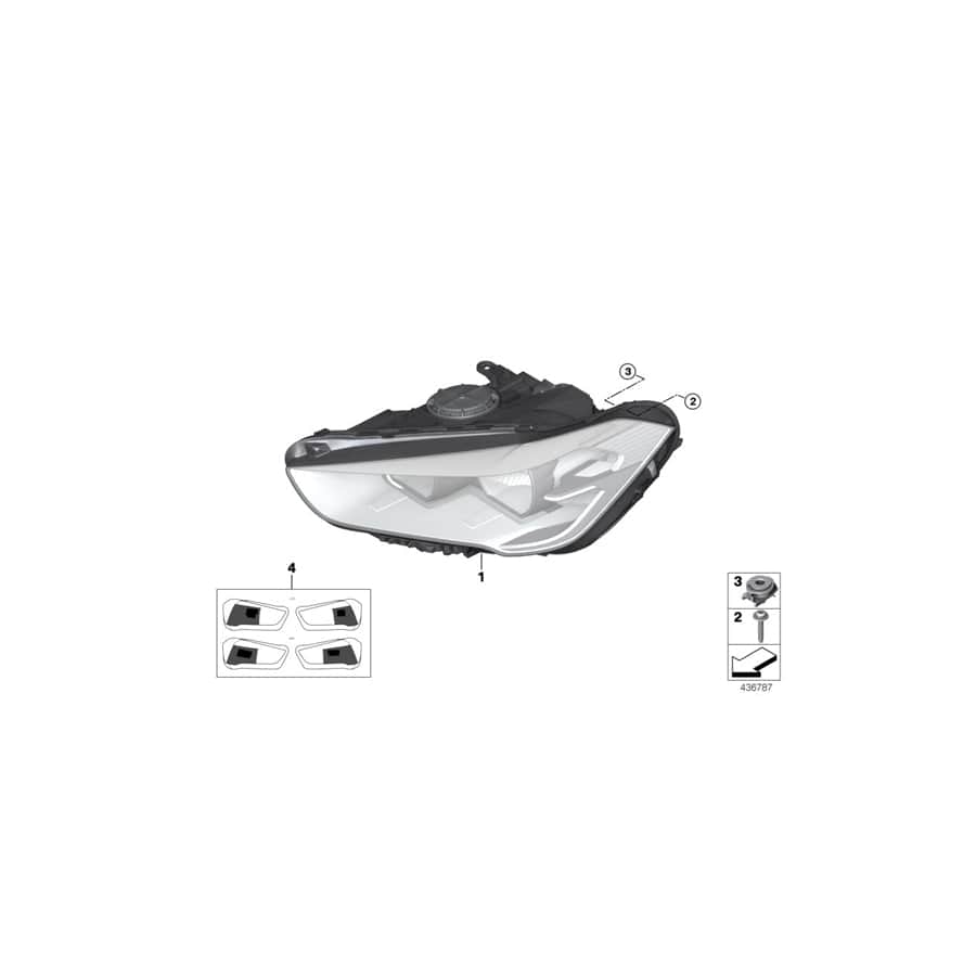 Genuine BMW 63117436462 F48 Headlight With Led Technology, Right (Inc. X1 18d, X1 20iX & X1 18dX) | ML Performance UK Car Parts