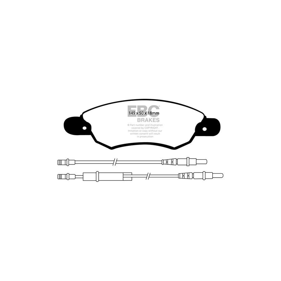 EBC PD06KF186 Citroen C5 Greenstuff Front Brake Pad & USR Disc Kit - Citroen Caliper 2 | ML Performance UK Car Parts