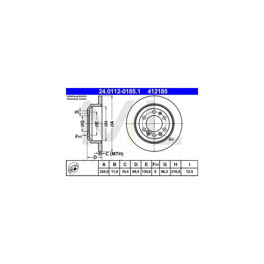 ATE 24.0112-0185.1 Brake Disc for KIA Sedona II (VQ) Solid | ML Performance Car Parts