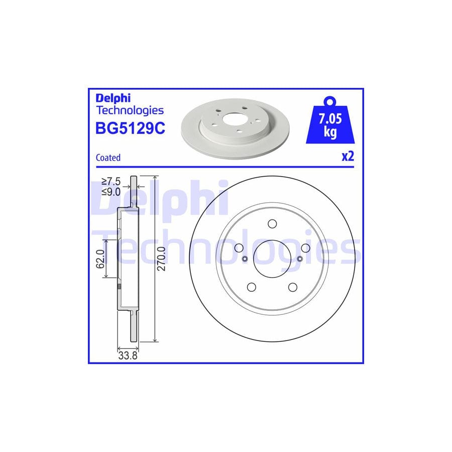 Delphi Bg5129C Brake Disc For Toyota Corolla Xii Saloon (E210)