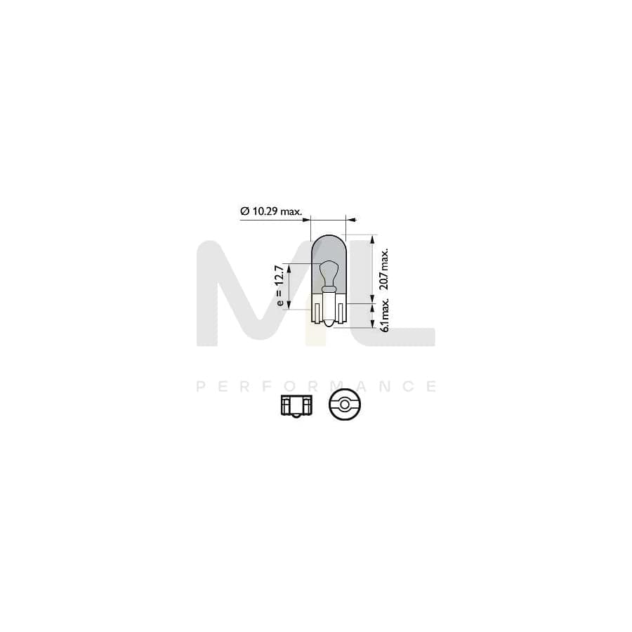 PHILIPS 12961WVUB2 Bulb, indicator 12V 5W, W5W, Wedge Base Lamp, W2,1x9,5d | ML Performance Car Parts