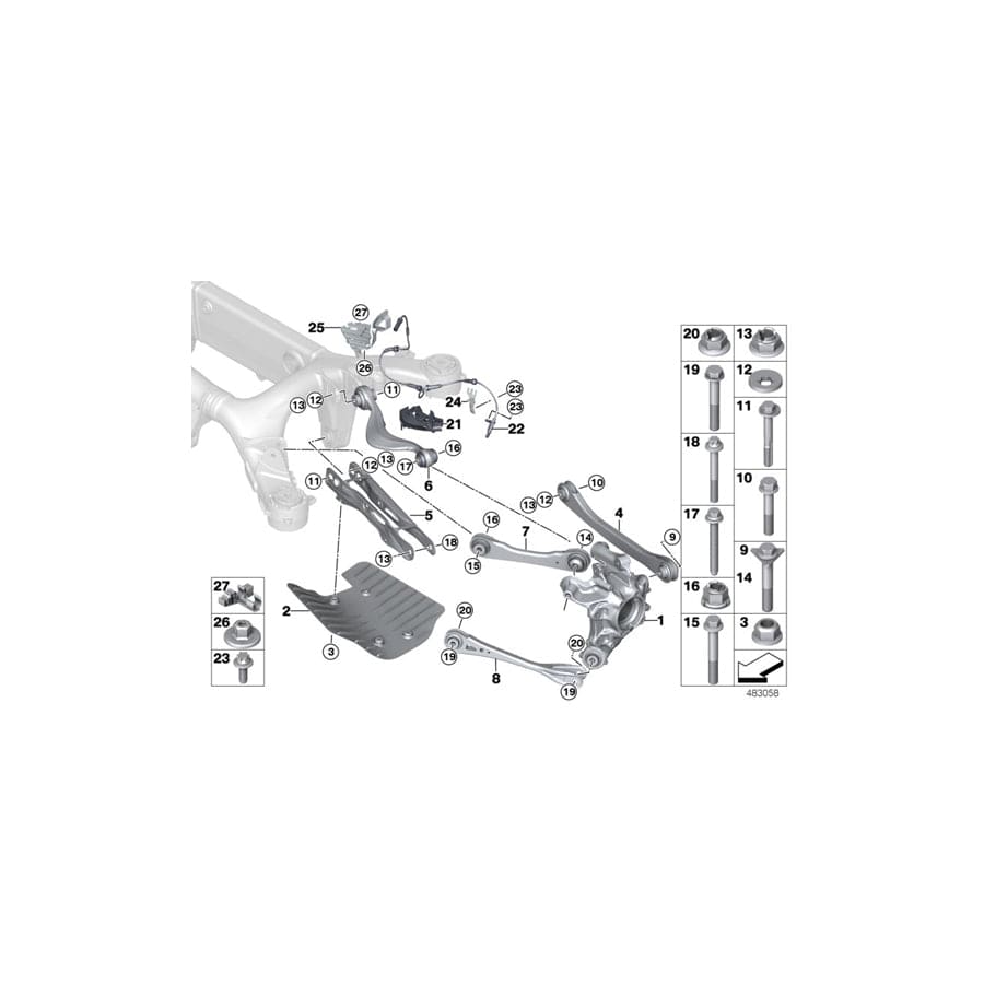 Genuine BMW 33306854118 G16 Carrier, Right (Inc. 840i, 840dX & M850iX) | ML Performance UK Car Parts