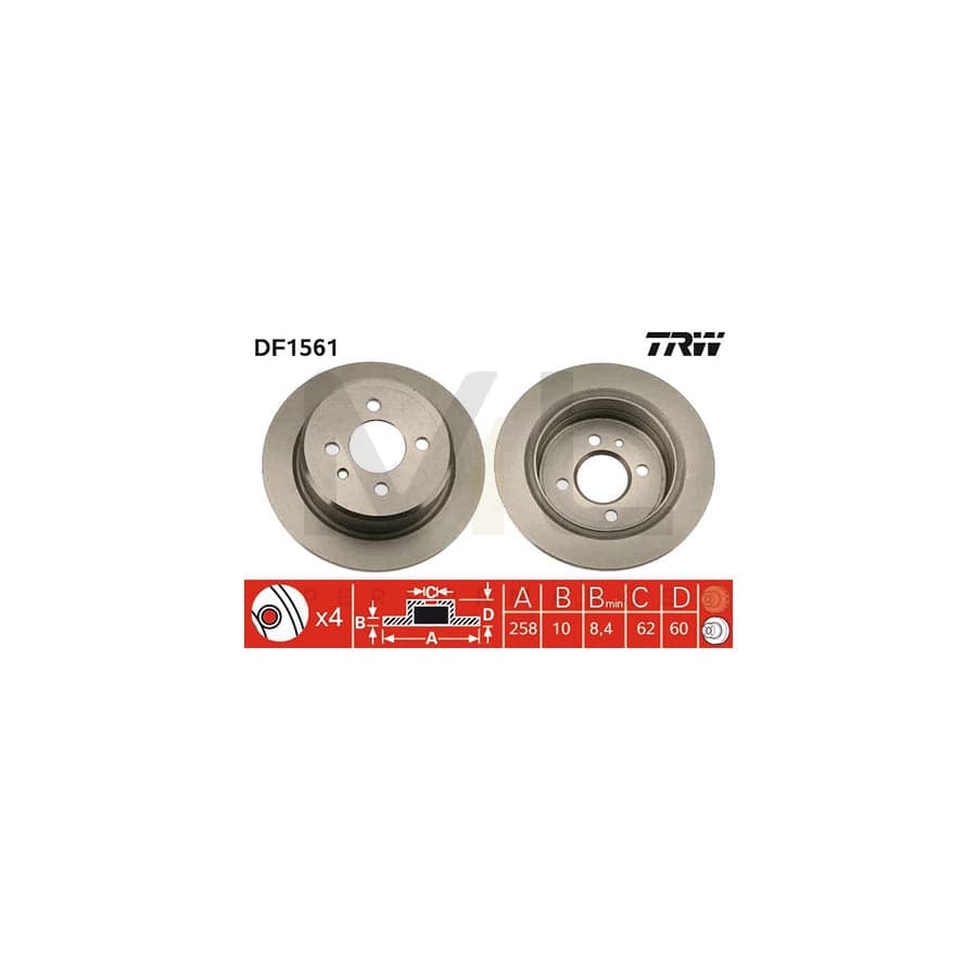 TRW DF1561 Brake Disc for BMW 3 Series Solid, Painted | ML Performance Car Parts