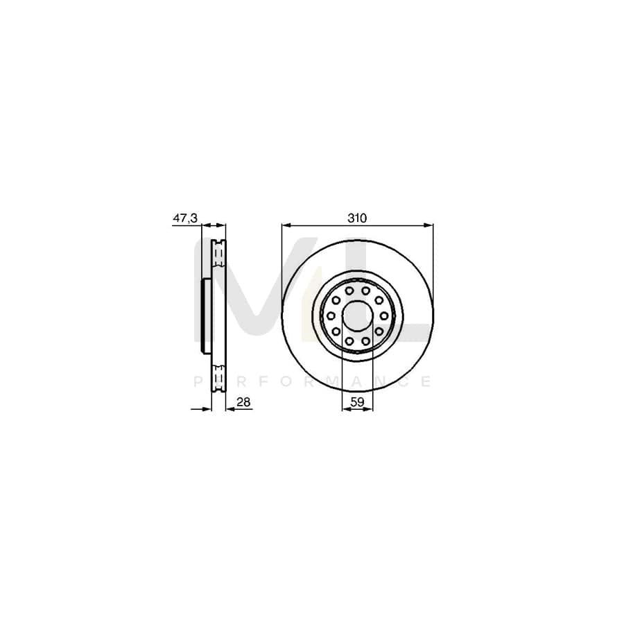 BOSCH 0 986 478 669 Brake Disc Internally Vented, Vented, Coated | ML Performance Car Parts