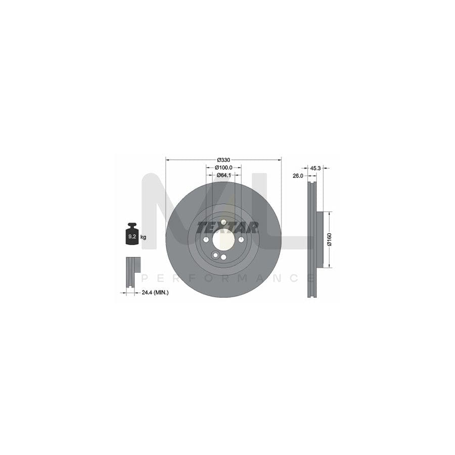 TEXTAR PRO 92275403 Brake Disc for MINI Hatchback (R56) Internally Vented, Coated, without wheel hub, without wheel studs | ML Performance Car Parts