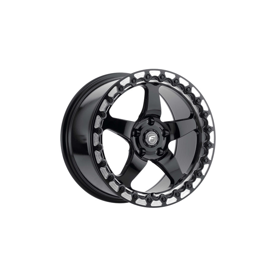 Forgestar F00170067P50 17x10 D5 Beadlock Standard 5x114.3 ET50 BS7.5 Gloss Black Machined Drag Racing Wheel