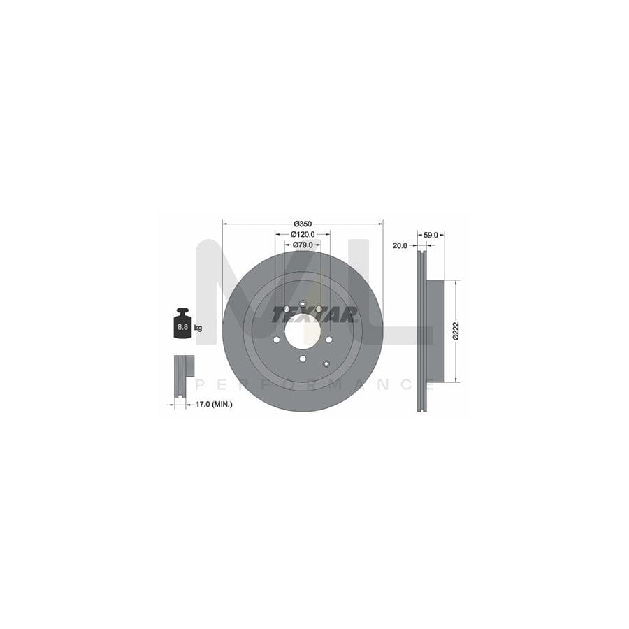 TEXTAR PRO 92147703 Brake Disc Externally Vented, Coated, without wheel hub, without wheel studs | ML Performance Car Parts