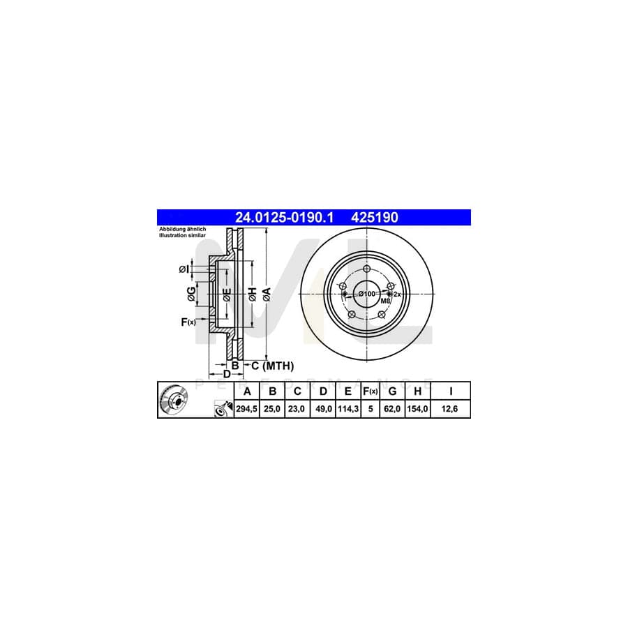 ATE 24.0125-0190.1 Brake Disc for SUZUKI Grand Vitara II Off-Road (JT, TE, TD) Vented, Coated | ML Performance Car Parts