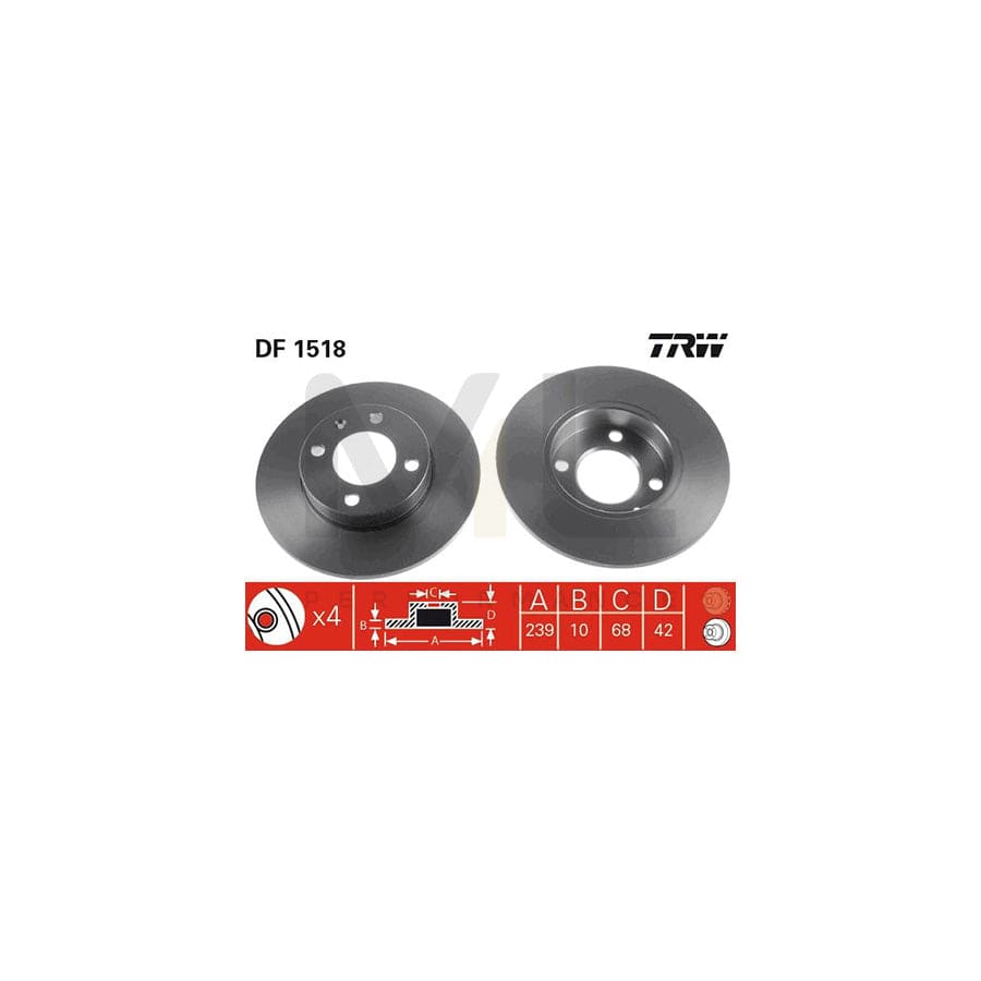 TRW DF1518 Brake Disc Solid, Painted | ML Performance Car Parts