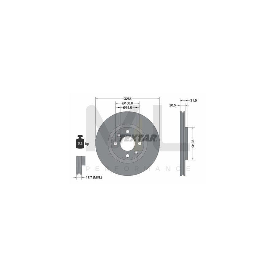 TEXTAR 92049400 Brake Disc for RENAULT 21 Externally Vented, without wheel hub, without wheel studs | ML Performance Car Parts