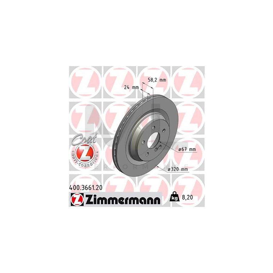 ZIMMERMANN COAT Z 400.3661.20 Brake Disc suitable for MERCEDES-BENZ S-Class Internally Vented, Coated, High-carbon | ML Performance Car Parts