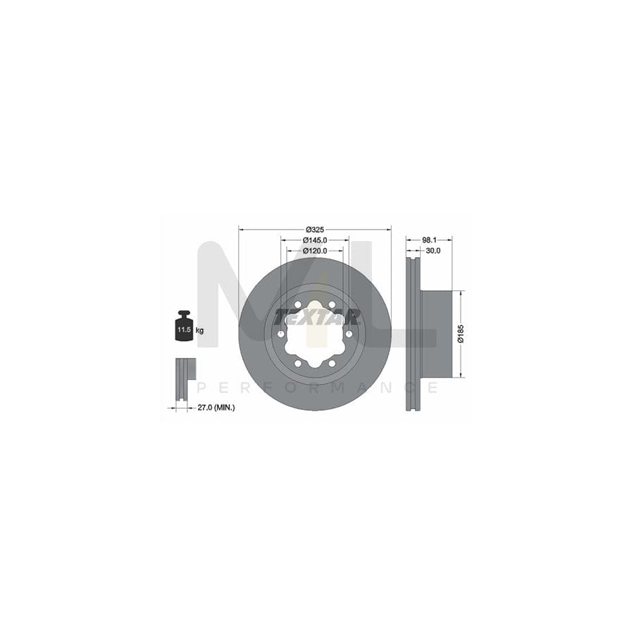 TEXTAR 92305803 Brake Disc Internally Vented, Coated, without wheel hub, without wheel studs | ML Performance Car Parts