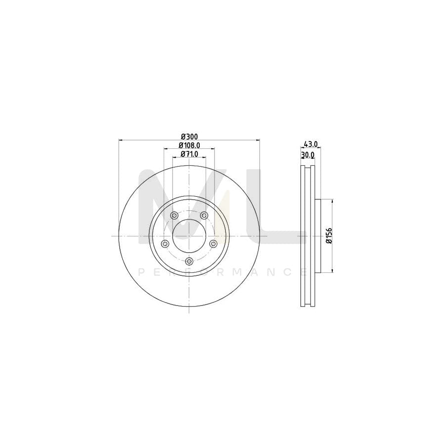 HELLA PRO 8DD 355 106-821 Brake Disc Internally Vented, Coated, without wheel hub, without wheel studs | ML Performance Car Parts