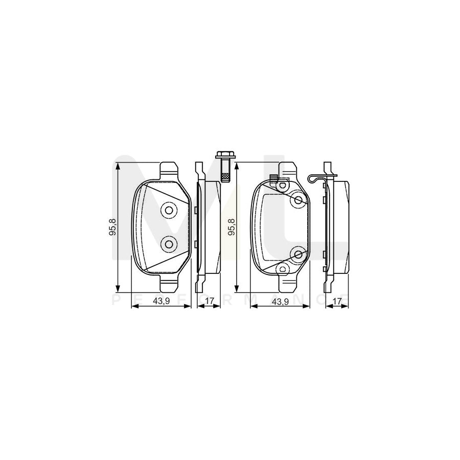 Bosch 0986Tb3216 Brake Pad Set For Fiat 500L (351, 352) With Acoustic Wear Warning, With Bolts  | ML Performance Car Parts