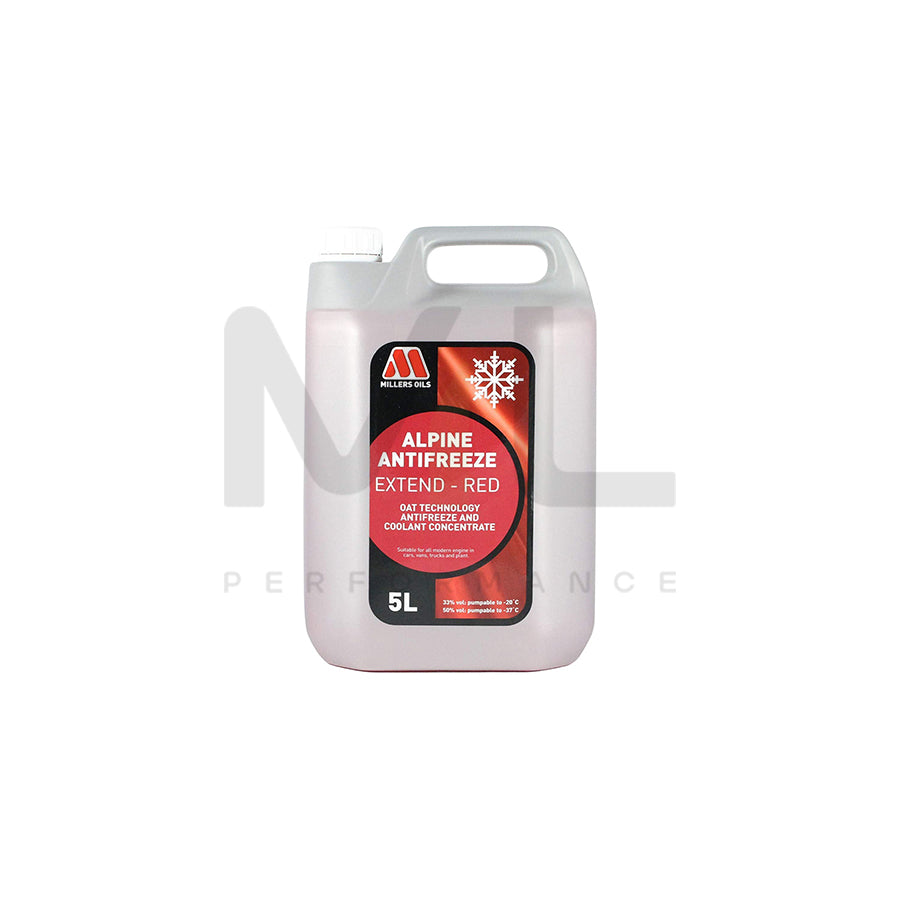 Millers Oils Alpine Antifreeze / Coolant Extend Red Concentrate 5l | Engine Oil | ML Car Parts UK | ML Performance