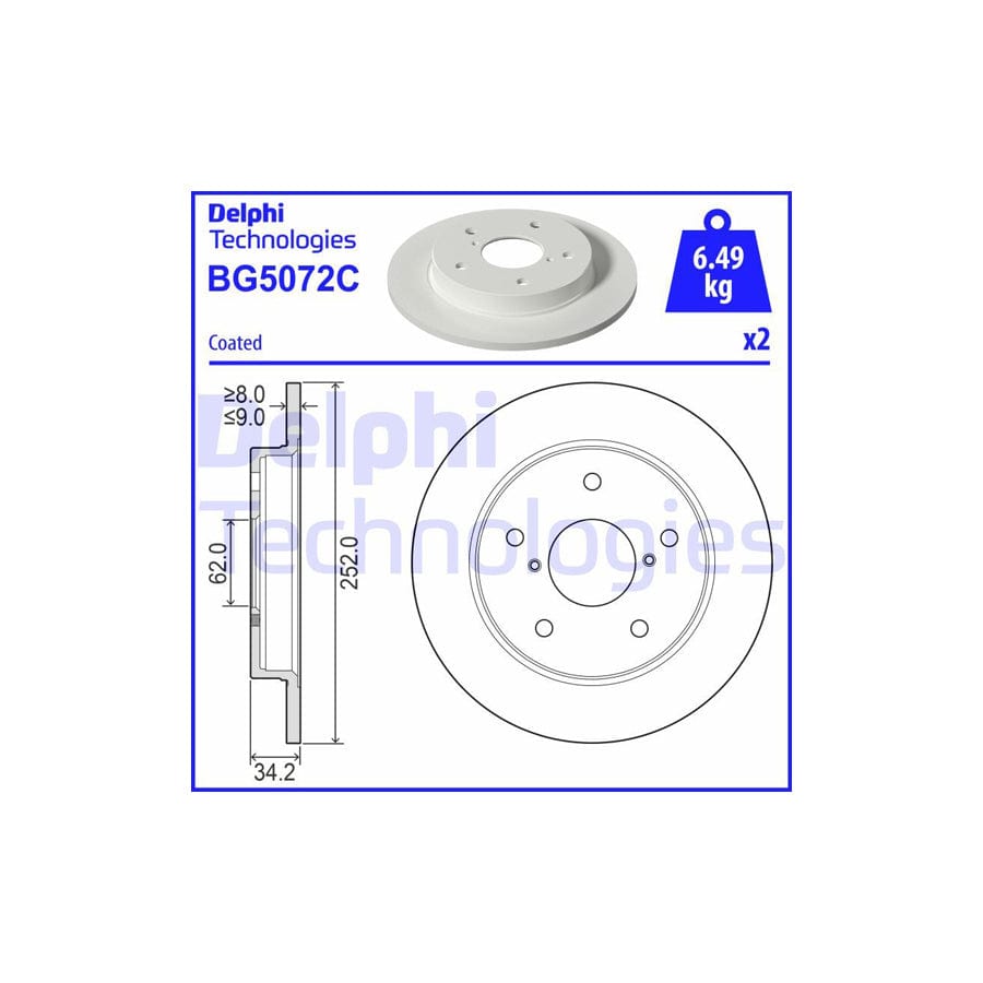 Delphi Bg5072C Brake Disc For Suzuki Swift V (Az)